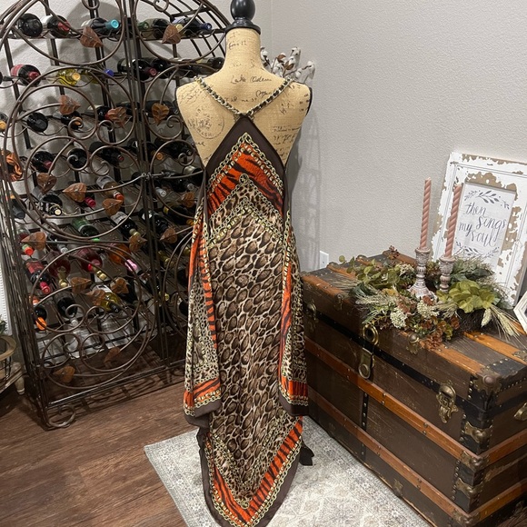 MICHAEL Michael Kors Brown and Orange Midi Dress Size S/M - Picture 5 of 13